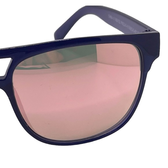 Fashion Sunglasses Deep Cobalt Blue with Pink Mirrored Lens - Picture 8 of 10